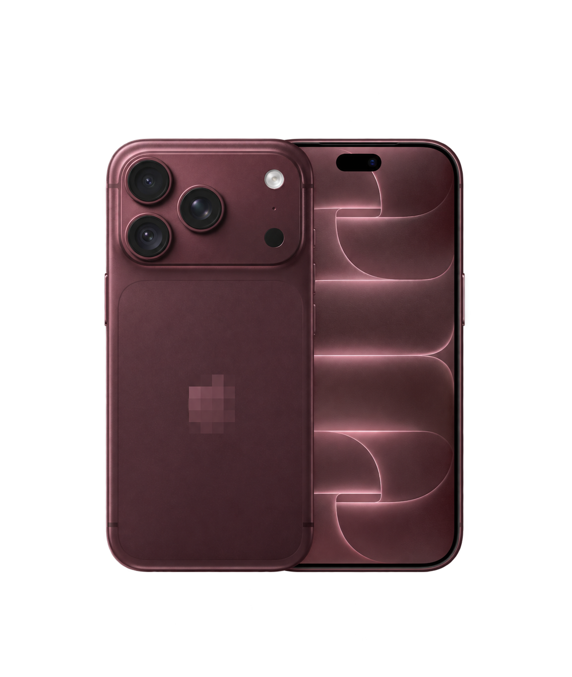 Apple 官网 iPhone 18 Pro 酒红色正反面产品图